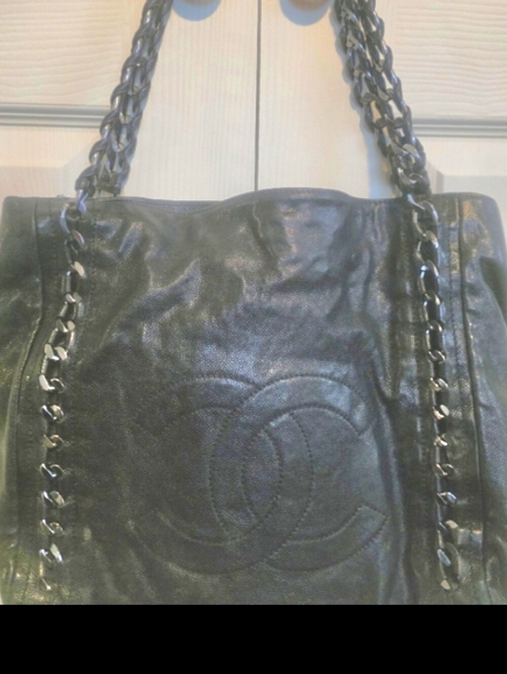 CHANEL Authentic East West Chain Tote Black Caviar Leather EUC - Picture 2 of 11